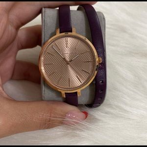 Slim Rose Gold & Plum Leather Michael Kors Watch